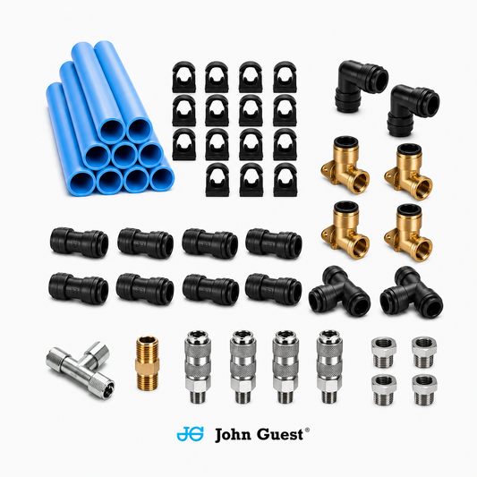 Workshop Air Line System 22mm John Guest Fittings 30m Hi-Flow Professional Kit