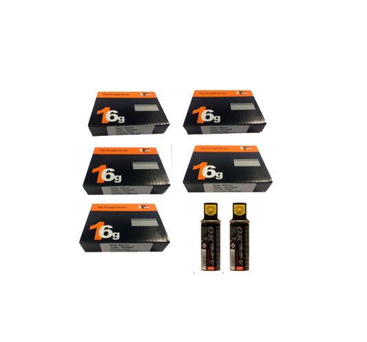 Brad Nails 16g Straight Mixed 2500 Pack & Fuel Cell
