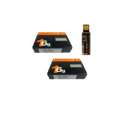 Brad Nails 16g Straight x 1000 Sizes Pack & Fuel Cell (Select Size)