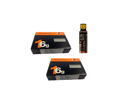 Brad Nails 16g Straight x 1000 Sizes Pack & Fuel Cell (Select Size)