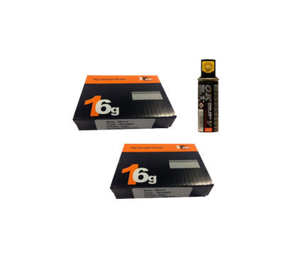 Brad Nails 16g Straight x 1000 Sizes Pack & Fuel Cell (Select Size)