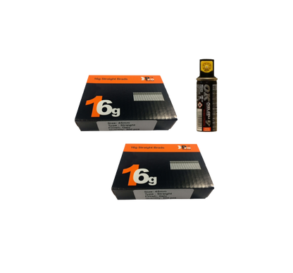 Brad Nails 16g Straight x 1000 Sizes Pack & Fuel Cell (Select Size)