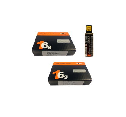 Brad Nails 16g Straight x 1000 Sizes Pack & Fuel Cell (Select Size)