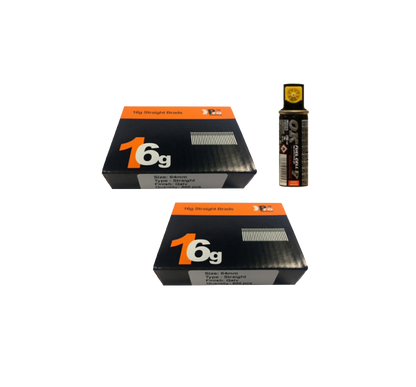Brad Nails 16g Straight x 1000 Sizes Pack & Fuel Cell (Select Size)