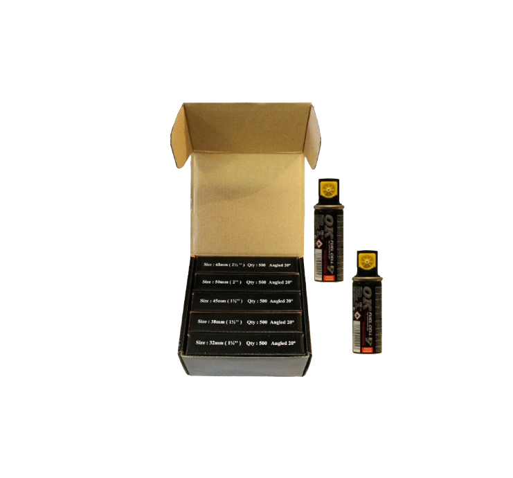 Brad Nails 16g Angled 20° x 2500 Pack With Fuel Cell (Select Size)