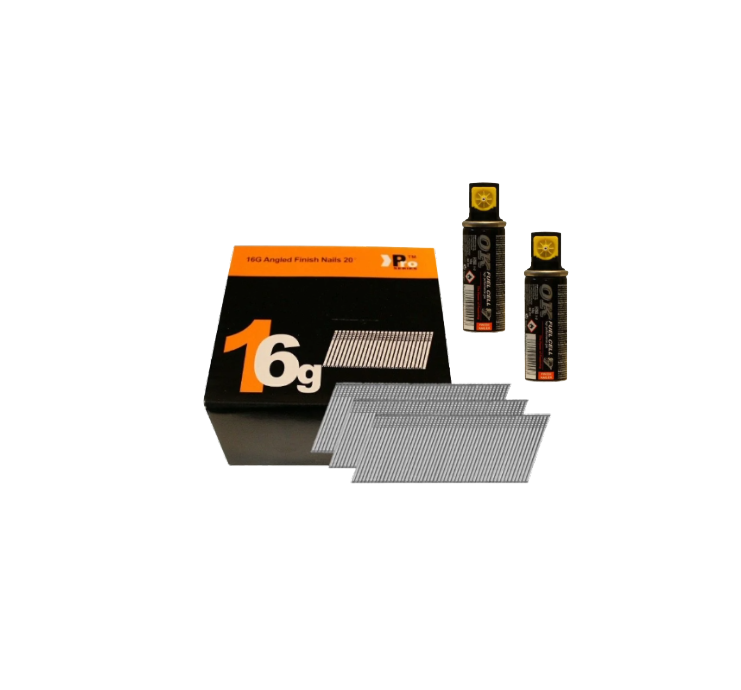 Brad Nails 16g Angled 20° x 2500 Pack With Fuel Cell (Select Size)