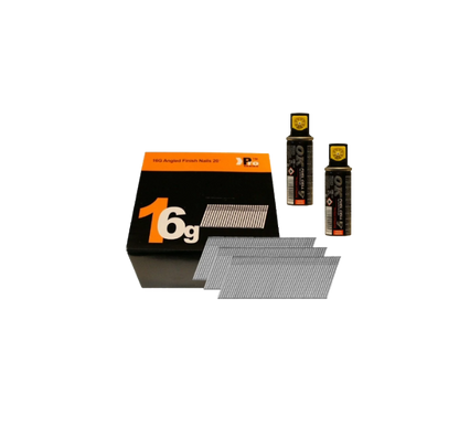 Brad Nails 16g Angled 20° x 2500 Pack With Fuel Cell (Select Size)