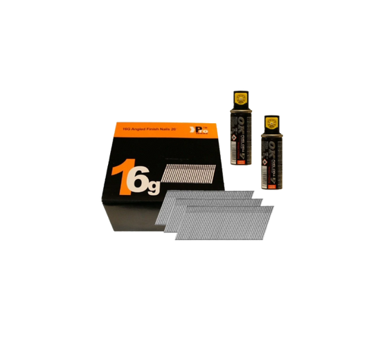 Brad Nails 16g Angled 20° x 2500 Pack With Fuel Cell (Select Size)