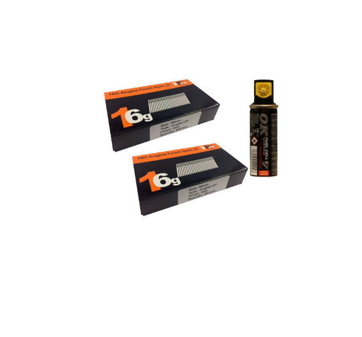 Brad Nails 16g Angled 20° x 1000 Pack & Fuel Cell