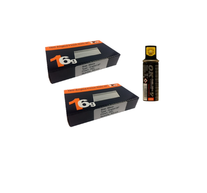 Brad Nails 16g Angled 20° x 1000 Pack & Fuel Cell