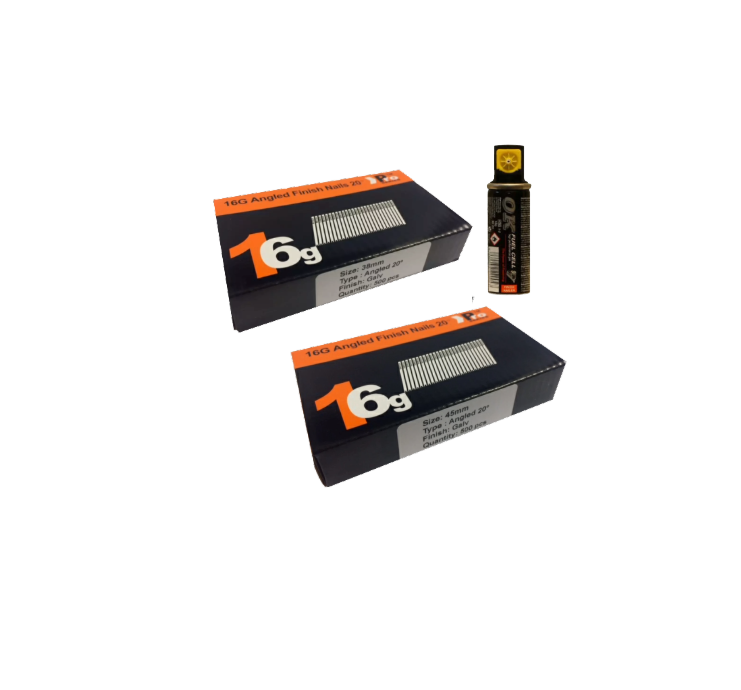Brad Nails 16g Angled 20° x 1000 Mixed Pack (Select Size) & Fuel Cell