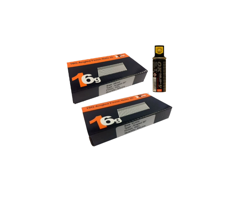 Brad Nails 16g Angled 20° x 1000 Mixed Pack (Select Size) & Fuel Cell