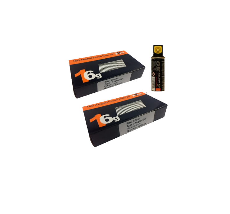 Brad Nails 16g Angled 20° x 1000 Mixed Pack (Select Size) & Fuel Cell