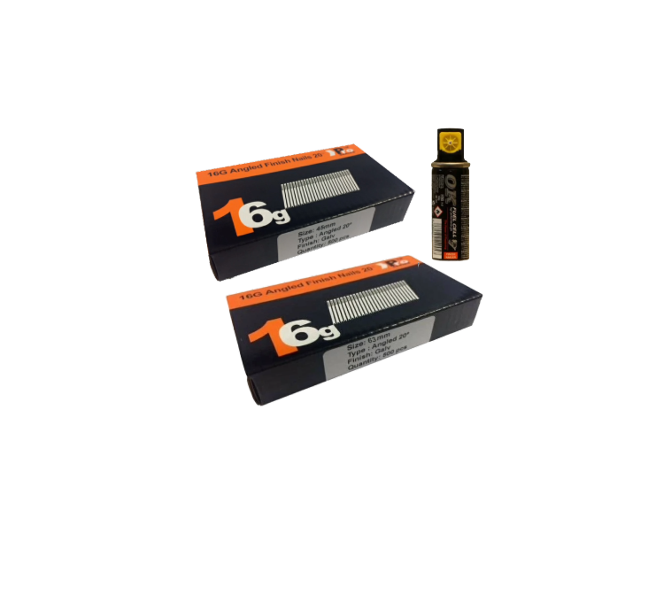 Brad Nails 16g Angled 20° x 1000 Mixed Pack (Select Size) & Fuel Cell