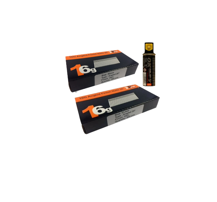 Brad Nails 16g Angled 20° x 1000 Mixed Pack (Select Size) & Fuel Cell